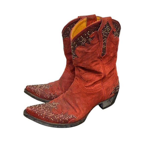 Old Gringo Shoes - Old Gringo Red Suede Studded Cowboy Boots